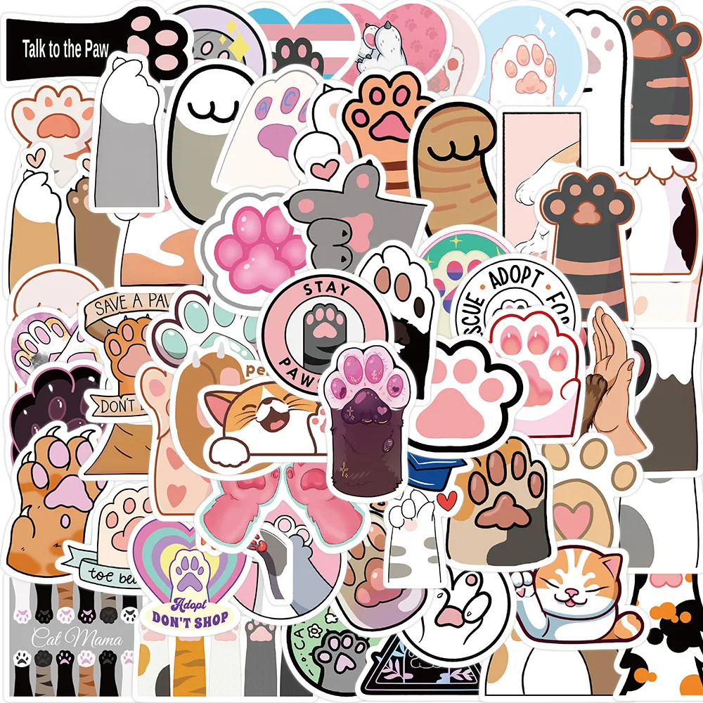 

10/30/50PCS New Fashion Cartoon Cute Animal Cat Claw Skateboard Graffiti Helmet DIY Waterproof PVC Children's Toy Reward Sticker