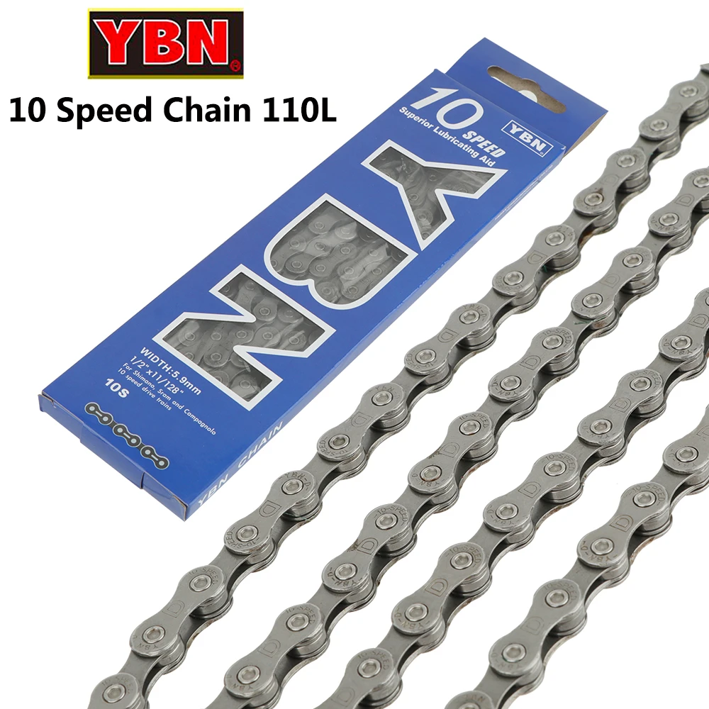 

YBN MTB 10 Speed Bike Chain for SHIMANO SRAM Campagnolo System with Velcro Mountain Road Bike 20S 30S Chain 110L