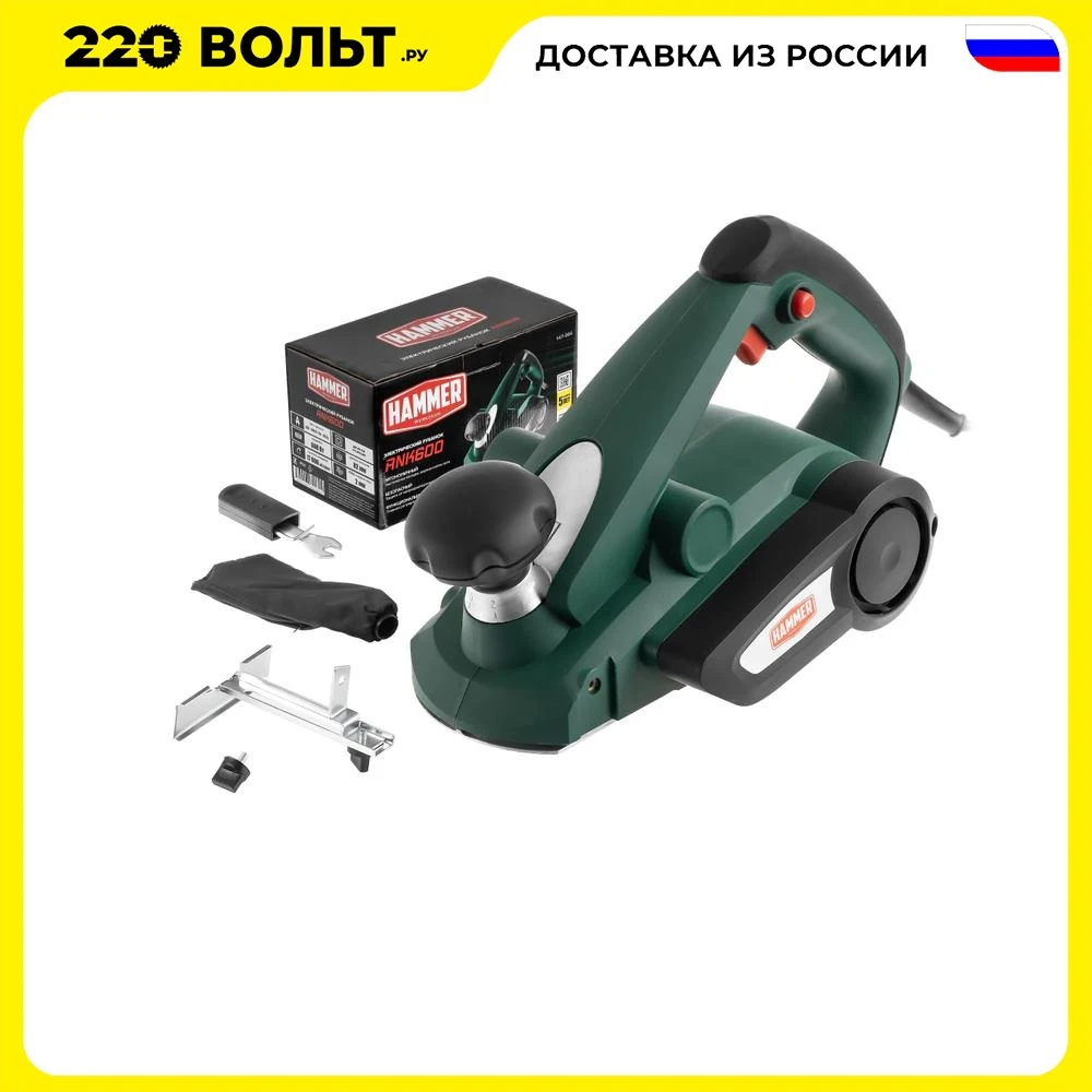 Рубанок Hammer Flex RNK600 600Вт 17000об/мин 82мм срез 1-2мм | Электрические рубанки