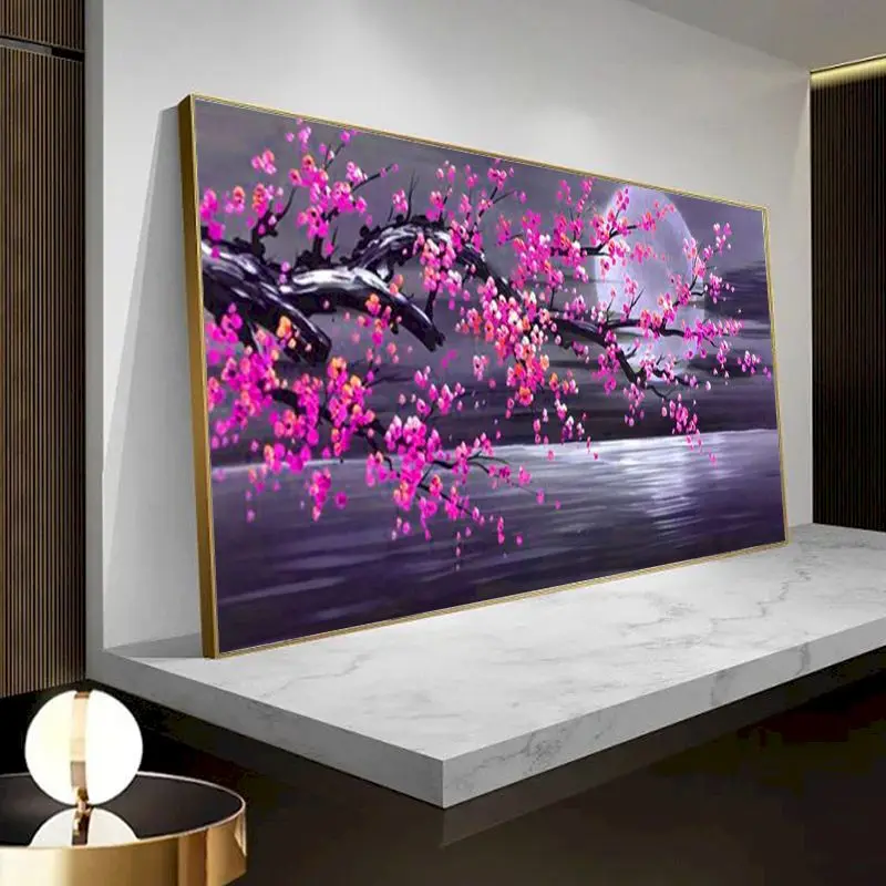 GATYZTORY Pictures By Numbers Moon Flower Tree Landscape Frame Painting By Numbers Lake On Canvas Diy Home Decor 60x120cm