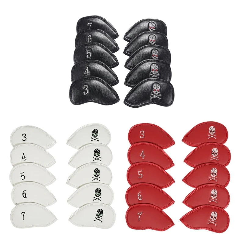 

10Pcs PU Leathers Golf Iron Headcover Thick Synthetic Watertight Golf Iron Head Cover Golf Club Headcover Fit Most Brand