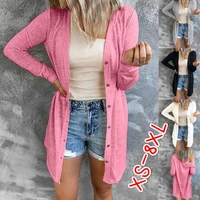 xs 5xl plus size fashion women spring and autumn casual tops solid color long sleeve open front cardigan coat ladies loose blous