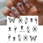 Наклейки для ногтей на День святого Валентина, черная роза, цветок, пламя, геометрическое масло, наклейка, слайдер для украшения ногтей