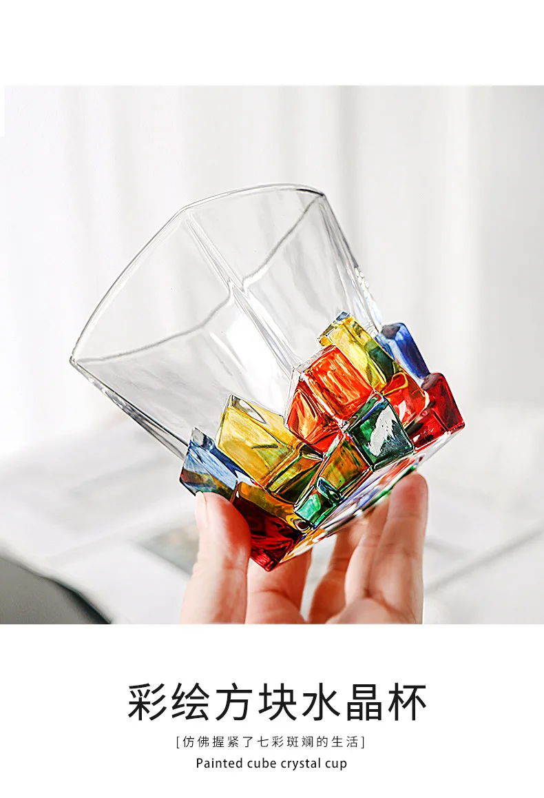 

Квадратный Стакан для виски, пива, итальянская домашняя Высококачественная Хрустальная чашка с ручной росписью, охладитель, посуда для нап...