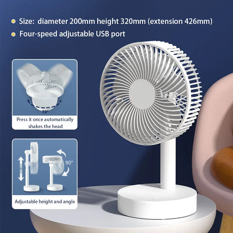 

Shake head Timing Fan with 4 Speeds ＆ Timing,3600mAh Battery Operated SB Mini Fan for Bedroom, Ioor or Outdoor Table fan