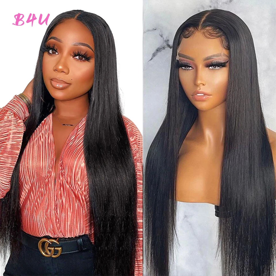 

Straight 13x4 Lace Front Human Hair wigs Natural Black Human Hair Wig Transparent Lace Front Wig 4x4 Closure Wig