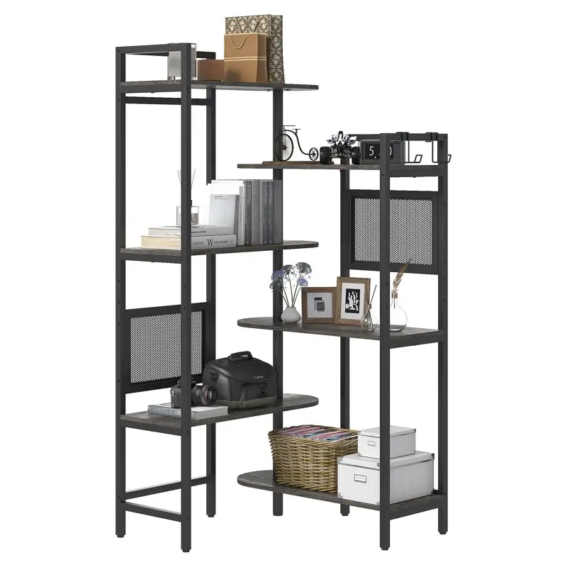 

Ajustable Bookshelf, Reversible Wood Storage Rotating Bookcase for Home Office, Black Oak Cute desk organizer Storage organizer