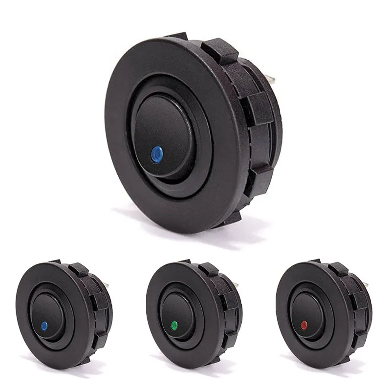 Круглый тумблер СВЕТОДИОДНЫЙ Переключатель 12 В 20 А Кулисный 3-контактный