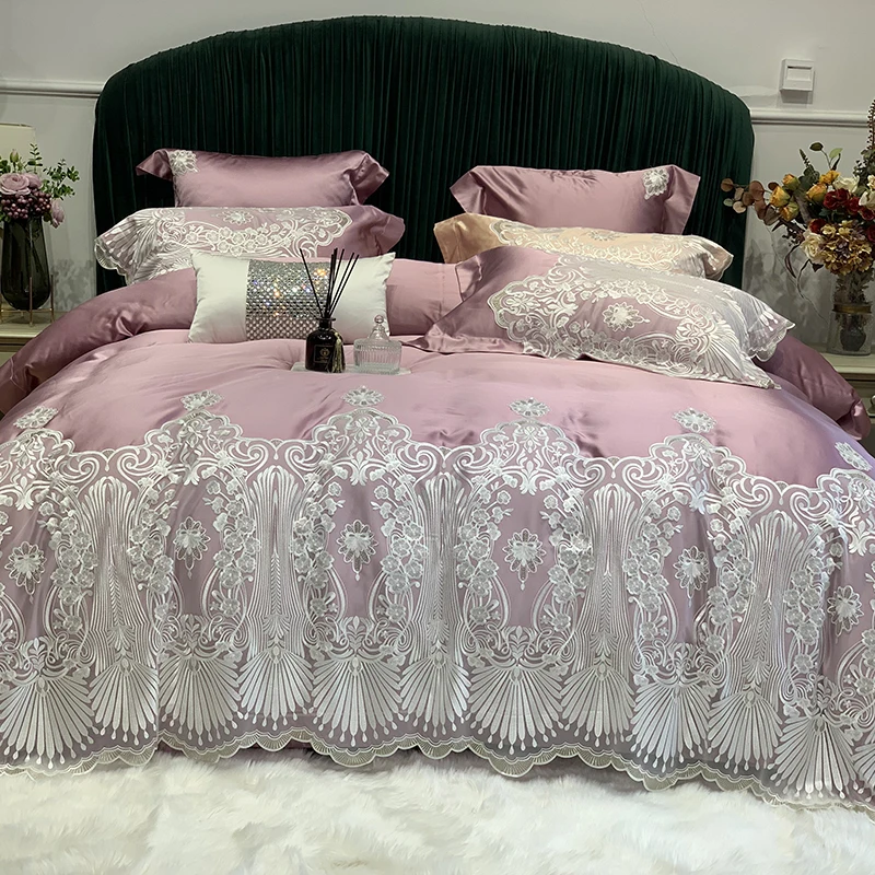 

High Precision Brocade Cotton Luxury Princess Wedding Lace Bedding Set Duvet Cover Set Bed Sheet Or Quilted Bedspread Pillowcase