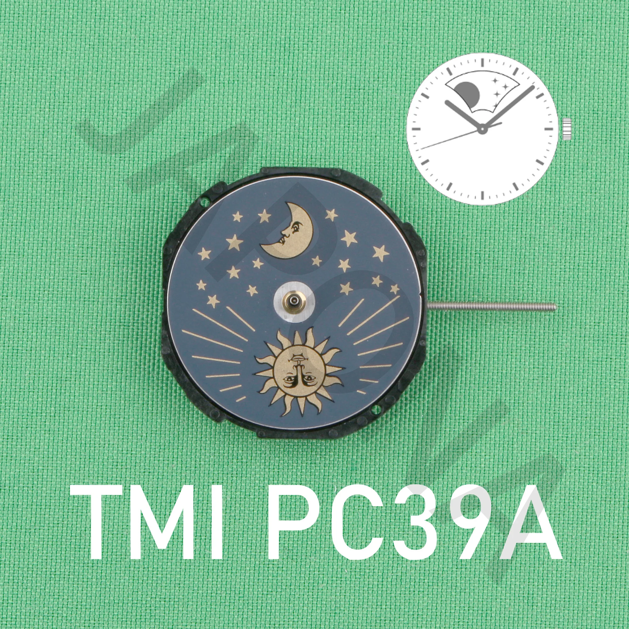 PC39 MOVEMENT TMI PC39A MOVEMENT 10½‴  Ligne Quartz Movment Three Hands with Sun ＆ Moon Disk japan movement time module movement