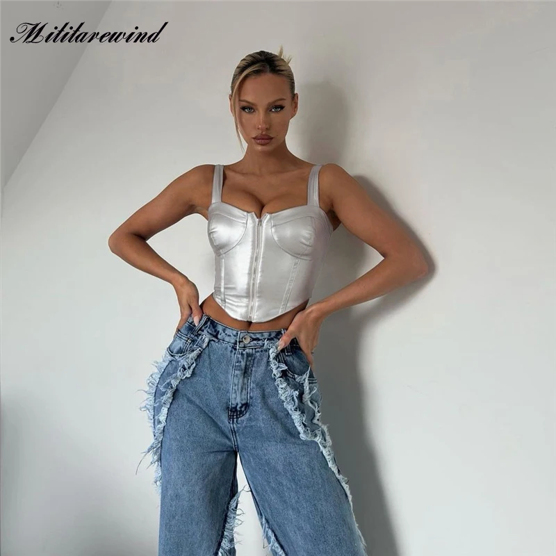 

Летний сексуальный топ без рукавов для женщин с воротником-лодочкой, уличная одежда на молнии, Клубная одежда, модная Новая женская кофта на бретелях