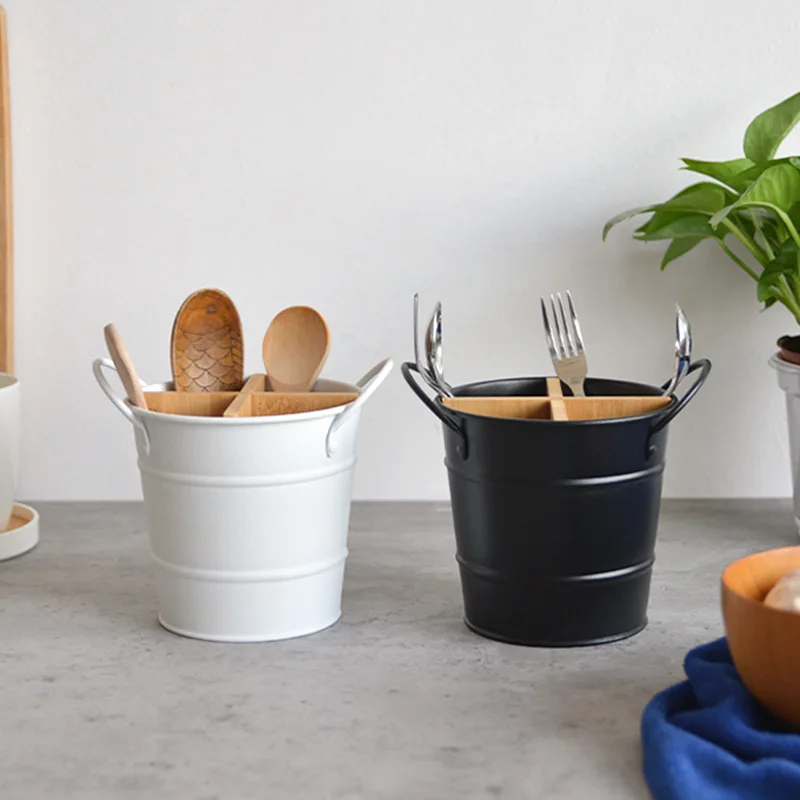 Bacchette drenanti per uso domestico barile cucina multifunzionale posate organizzatore cucchiaio forchetta coltello scatola di immagazzinaggio secchio per utensili da cucina