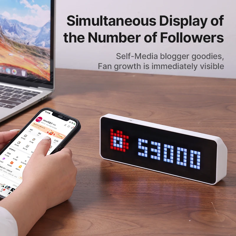 

Ulanzi TC001 Smart Pixel Clock Youtube Followers Simultaneous Weather Forecast Function Pixelated Message Display