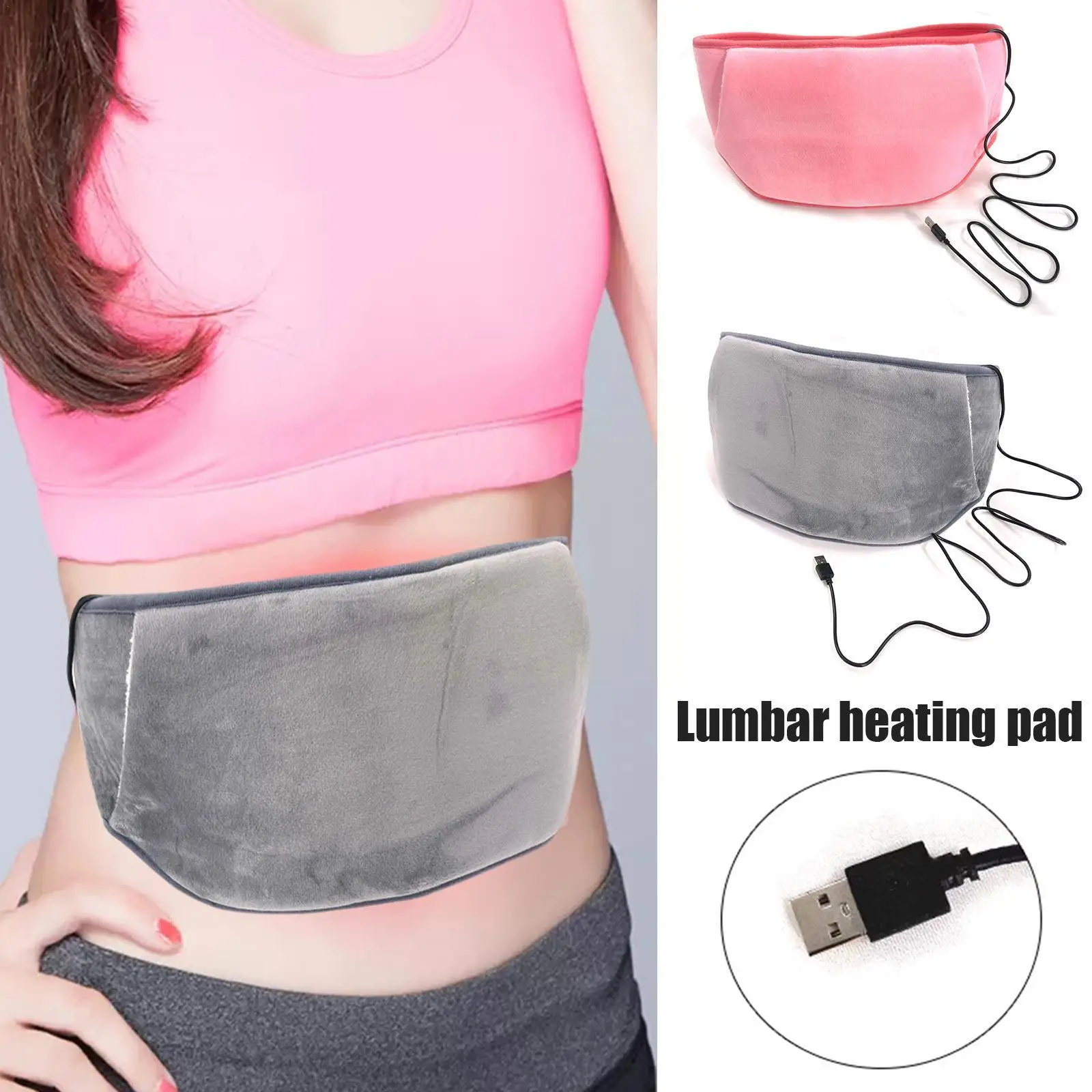 

USB Charge Heating Waist Belt Adjustable Lumbar Heating Relief Warming Menstrual Lumbar Pain Lumbar Abdominal Cramp Pad Leg B4C8