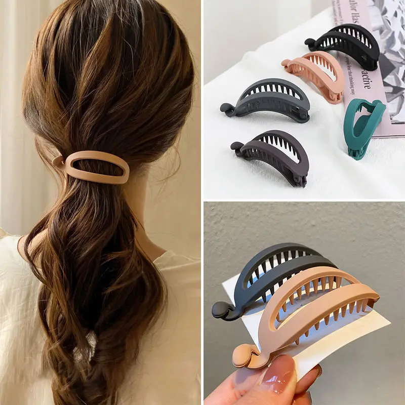 

Simple Ponytail Banana Clip Fashion Hollow Out Ponytail Fixed Hair Clips Frosted Elegant Hair Clip Girl Hair Styling Accessories