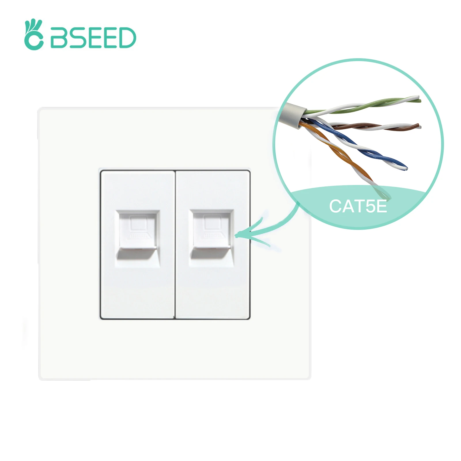 

Двойная сетевая розетка BSEED RJ45 CAT6 белая черная