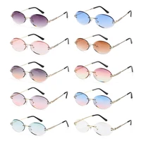 sunglasses for women tinted eyewear frameless rimless diamond cutting lens shades oval sunglasses vintage sunglasses