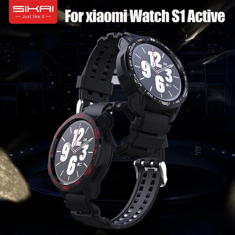 

SIKAI Case For Xiaomi Mi Watch S1 Active Global Version TPU Shell Protector Cover Band Strap Bracelet Charger for Xiaomi Color 2