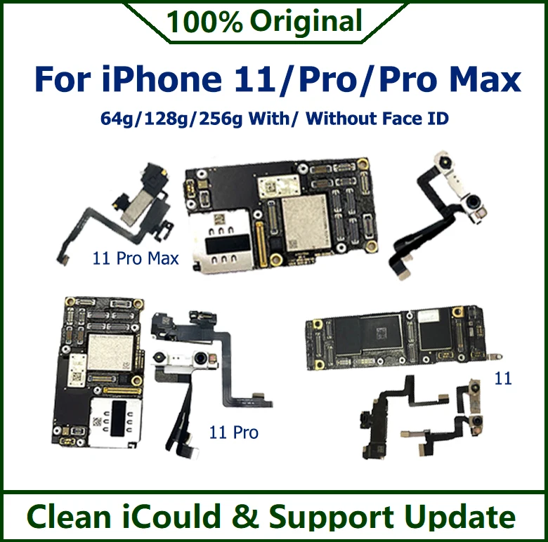 

Материнская плата Clean ICloud для IPhone 11 Pro Max, распознавание лица, 100% оригинальная материнская плата, поддержка обновления полного чипа, основная плата