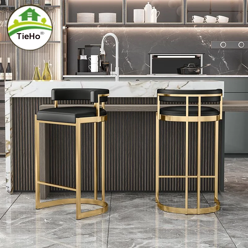

Modern Simple Iron Backrest Bar Chair Dining Room Luxury Designer High Chair Coffee Shop Armrest High Bar Stool Home Furniture