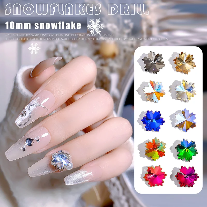 

высокое качество 10мм рождественские снежинки комбинация дизайна стекла ногти искусство бурение шпиль DIY ожерелье маникюр алмаз 10 / 30PCS