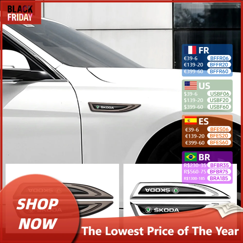 2 шт. декоративные наклейки для Skoda Yeti Fabia Octavia 3 a5 a7 Kodiaq Karoq Rapid