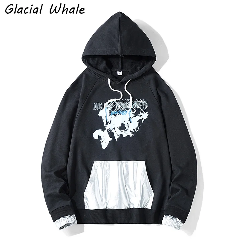 

GlacialWhale Mens Hoodies Men Spring Printed Harajuku Japanese Streetwear Sweatshirt Male Oversized Black Hoodie Men Sweatshirts