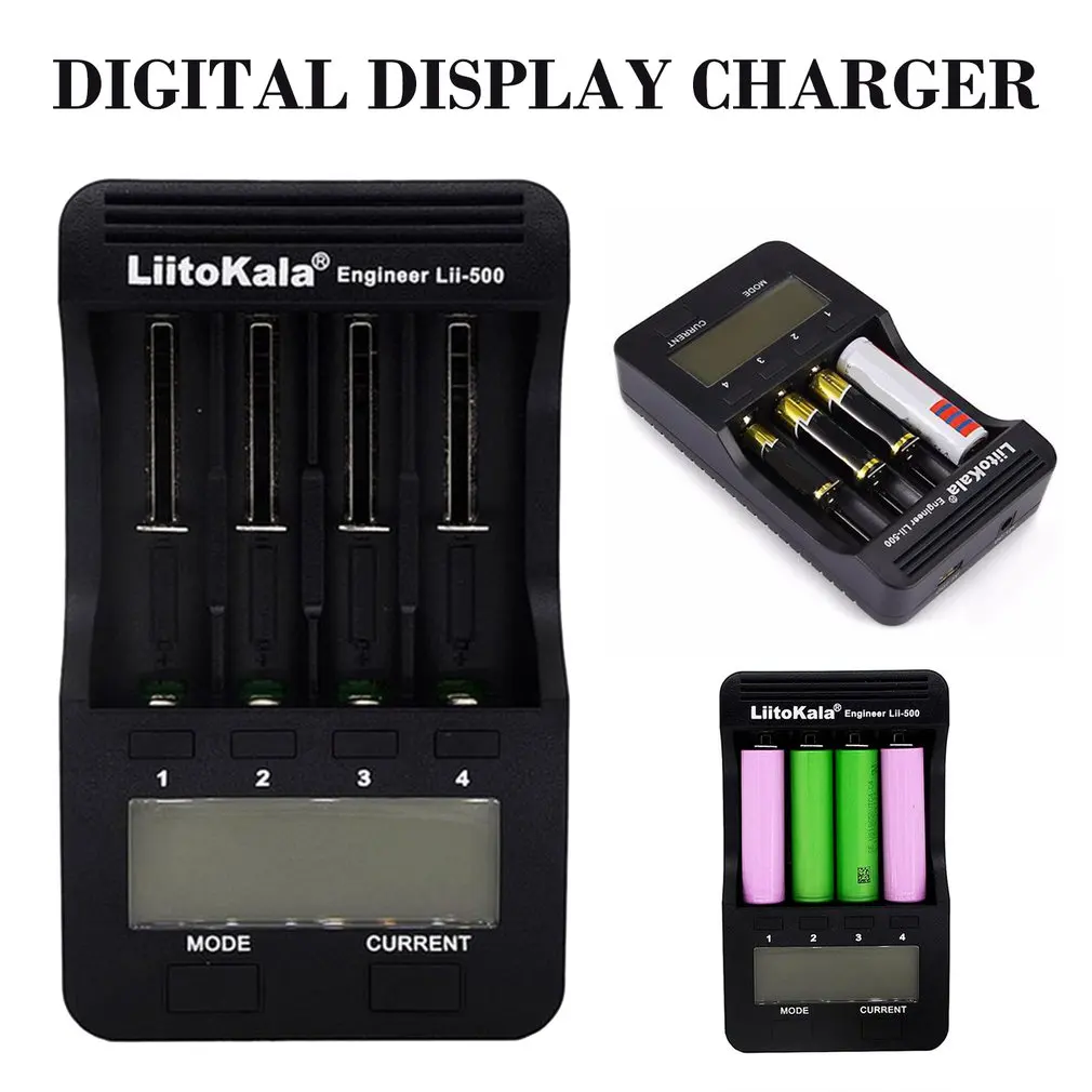 

LiitoKala lii-500 LCD 3.7V/1.2V AA/AAA 18650/26650/16340/14500/10440/18500 Battery Charger with screen+12V2A adapter lii500 5V1A