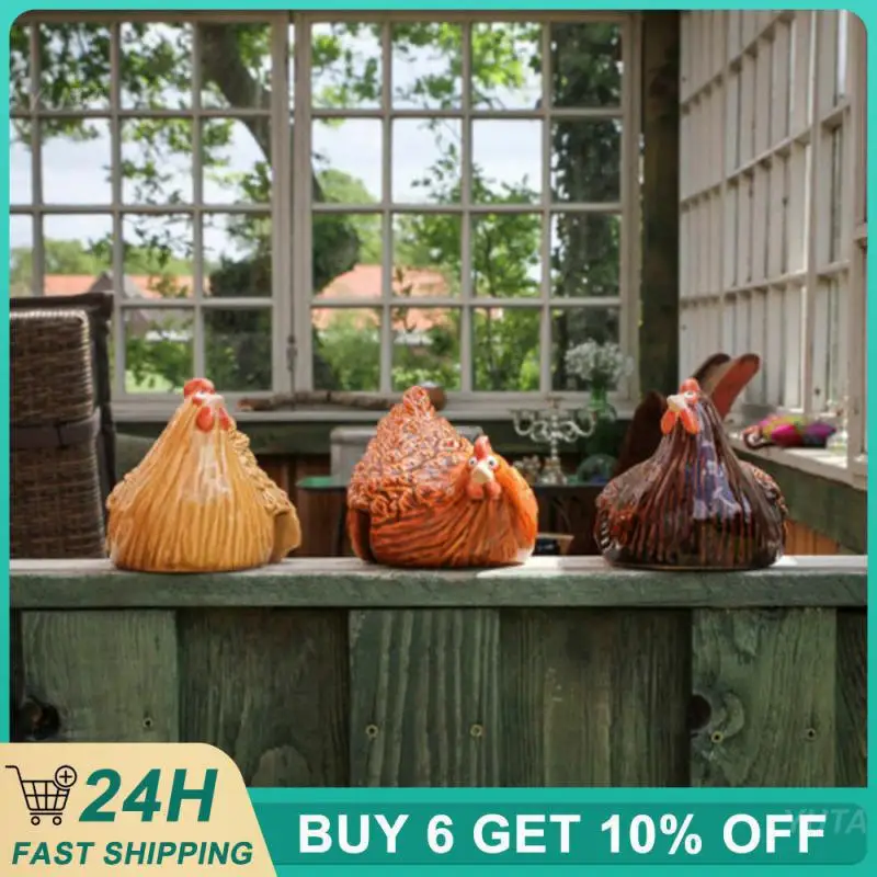 

Chicken Hen Sculpture Plug In Resin Funny Courtyard Rooster Figurines Resin Wall Art Chicken Fence Rooster Statues Art Crafts