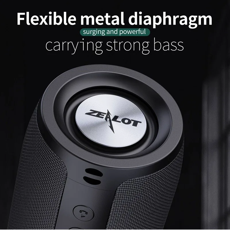 ZEALOT Powerful Bluetooth Speaker Bass Wireless Portable Subwoofer Waterproof Sound Box Support TF, TWS, USB Flash Drive