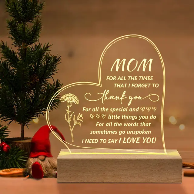 Gift for Mom and or Grandma Engraving Night Light ,Bedroom Decorative Table Lamp 1