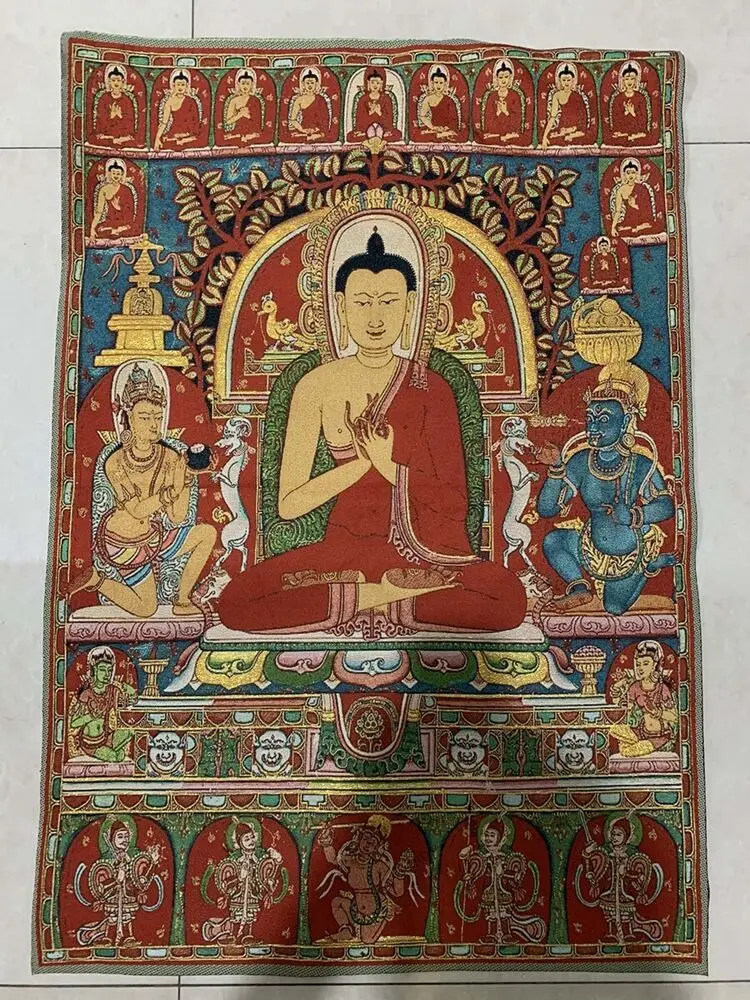 

Китайская старая шелковая вышивка, картина Thangka, фрески Будды