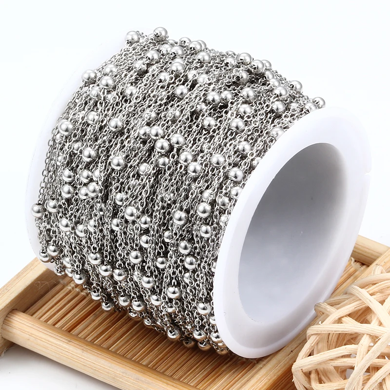 Fashion Beaded Cross Flat Chain Stainless Steel DIY Women Necklace Earring Tassle Ornament Jewellery Making Supplies Accessorie