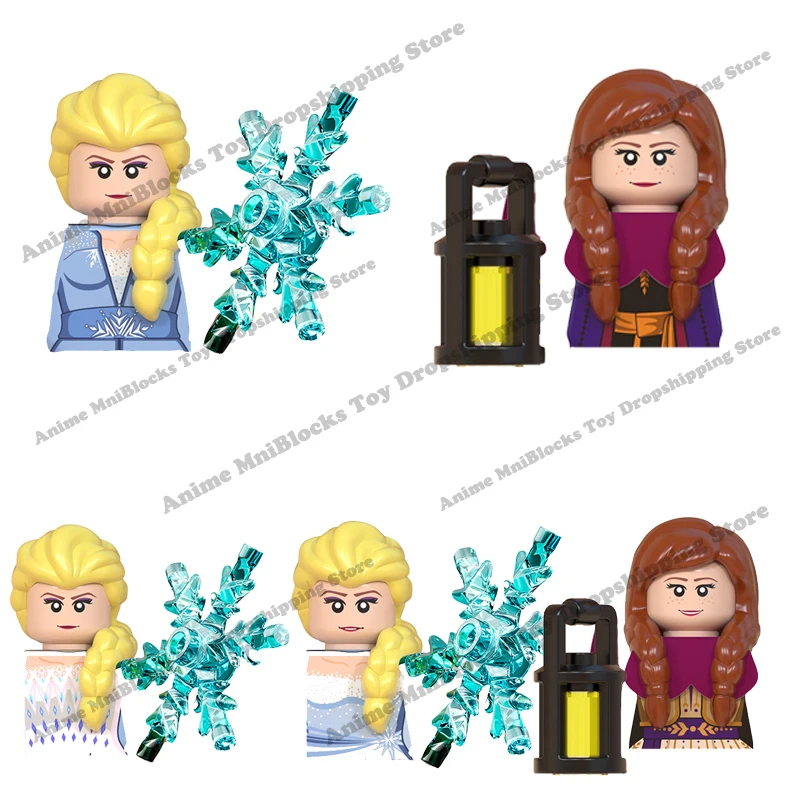 

WM6084 Disney Frozen movies Princess Elsa Anna anime bricks mini action toy figures Assemble building blocks toys for kids gifts