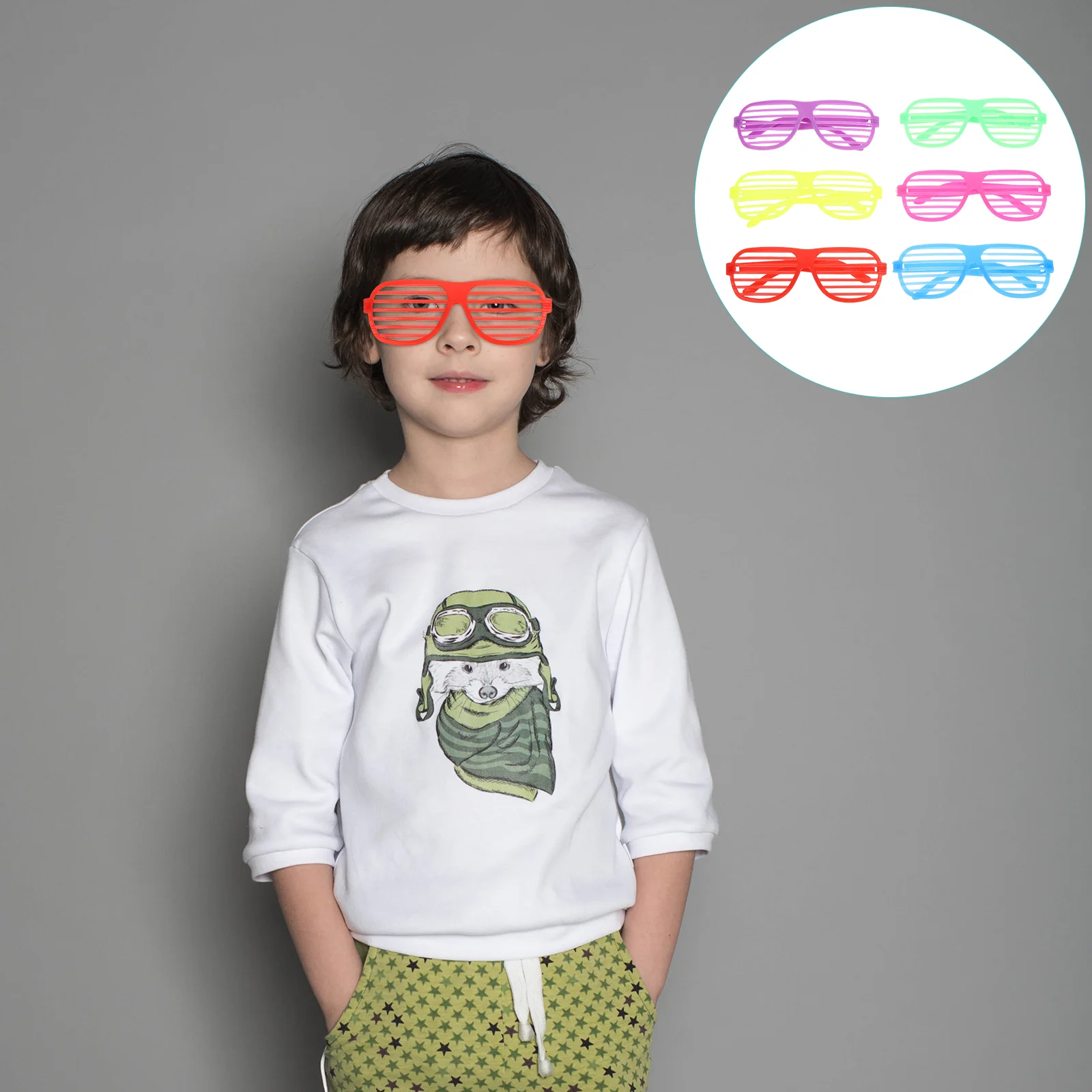 

Glasses Party Kids Sunglasses Neon Shutter Eyeglasses Costume Colorful Eye Novelty Fancy Dress Eyewear Favor Shades Para