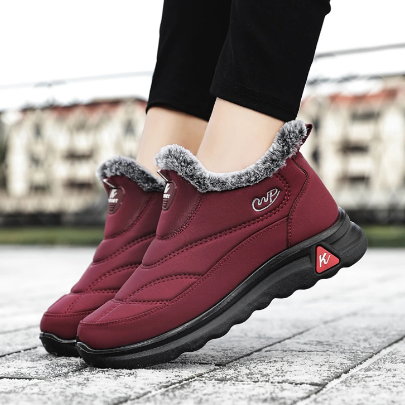 

Winter Snow Boots Men Shoes Warm Plush Fur Ankle Boots Winter Female Slip On Flat Casual Shoes Waterproof Sneakers for Men