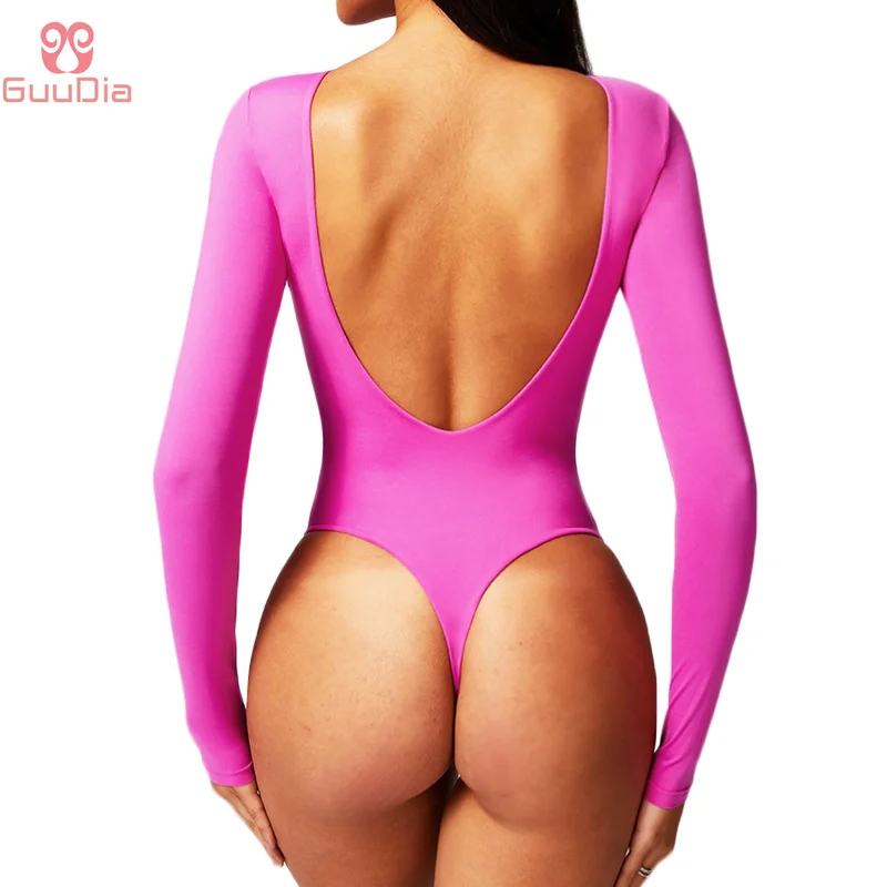 Женский эластичный комбинезон GUUDIA большие треугольные трусики-Тонг с длинным