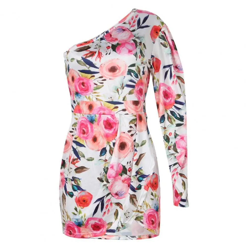 

Durable Midi Dress Smooth Stretchy Stretch Floral Print Bag Hip Dresses