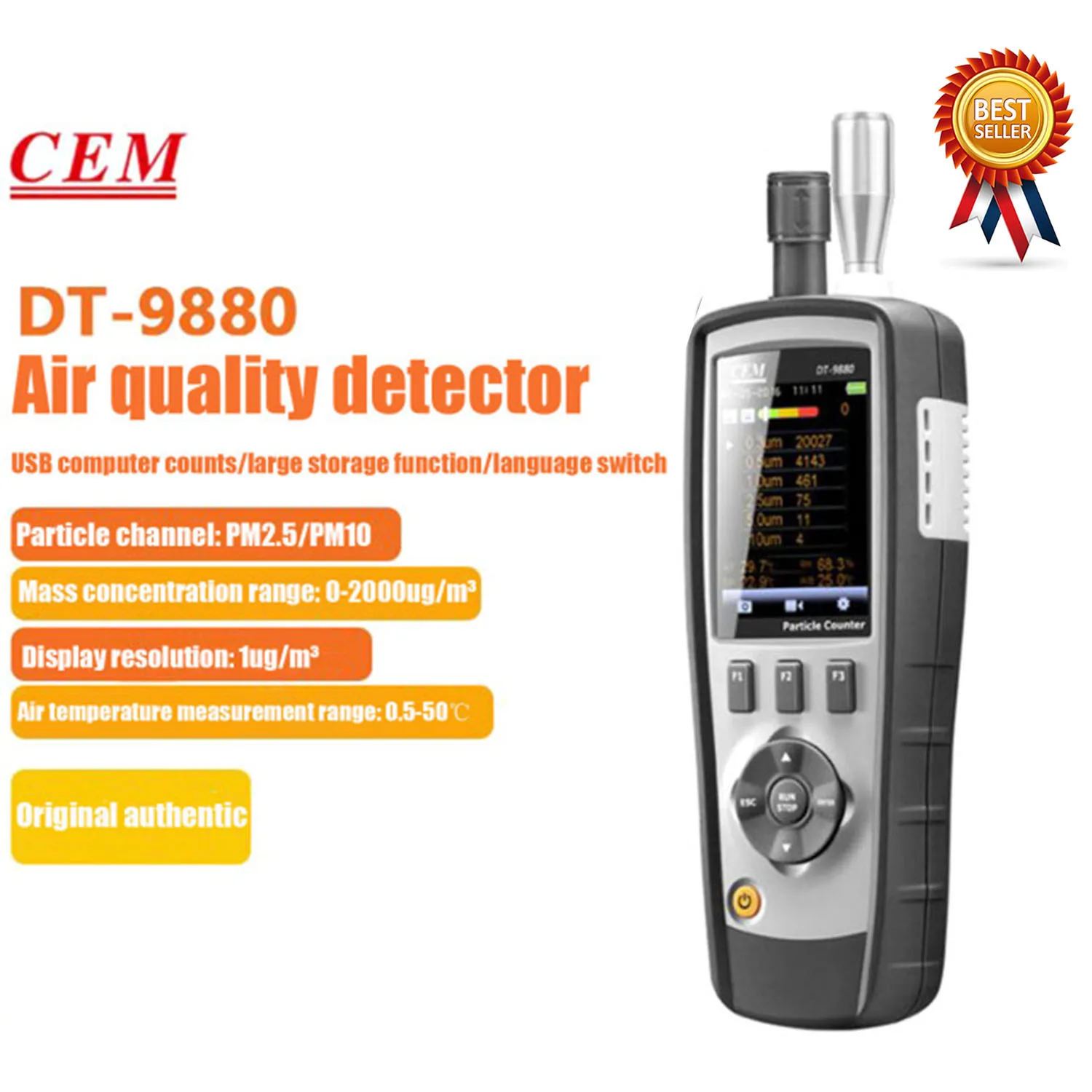 

CEM DT-9880 DT-9881 DT-9880M DT-9881M DT-9883M Air Quality Detector Particle Count PM2.5 Dust Particle Counter Particle Detector
