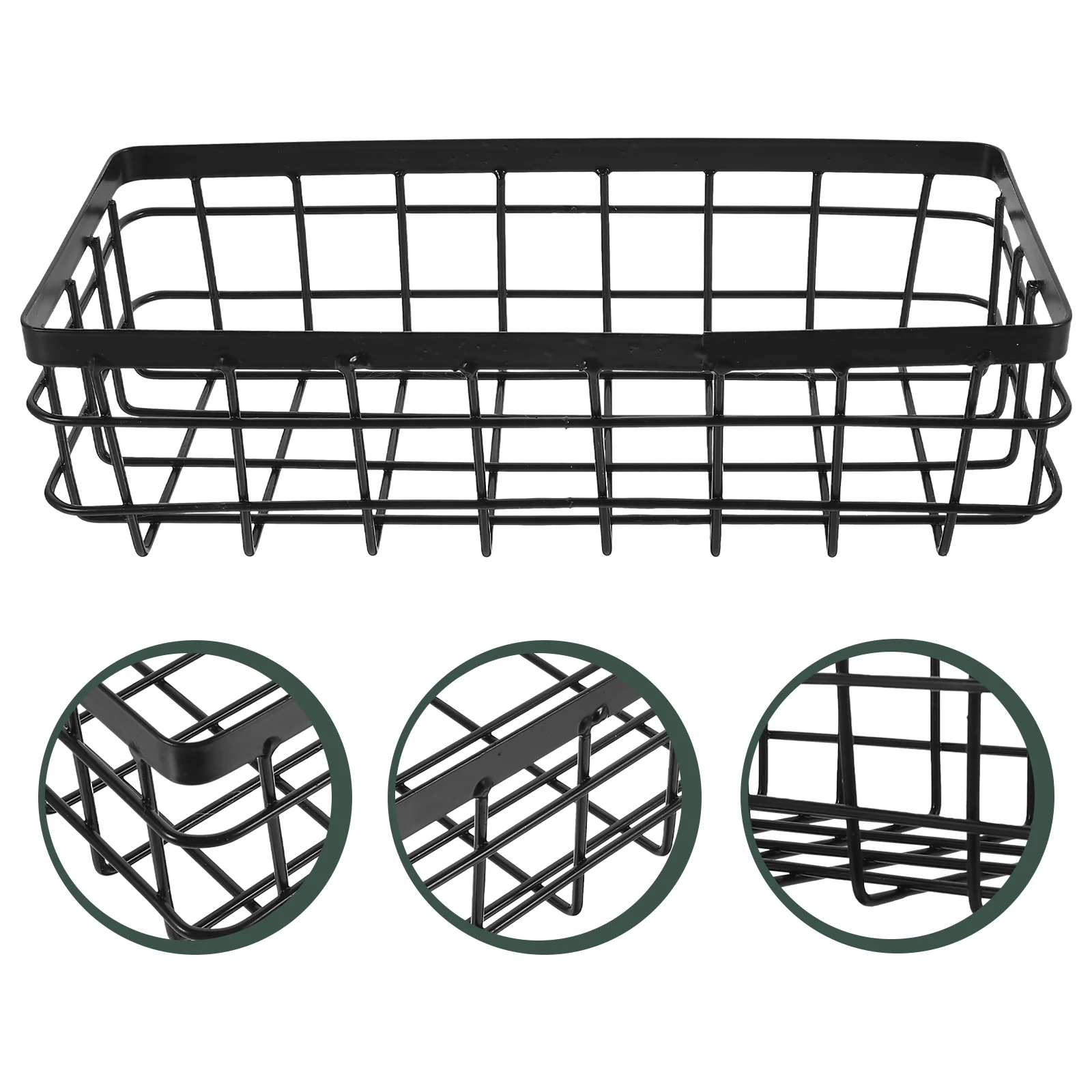 

Metal Wire Storage Basket with Wood Base for Organizing in Kitchen, Bathroom, Pantry, Garage, or Laundry Room