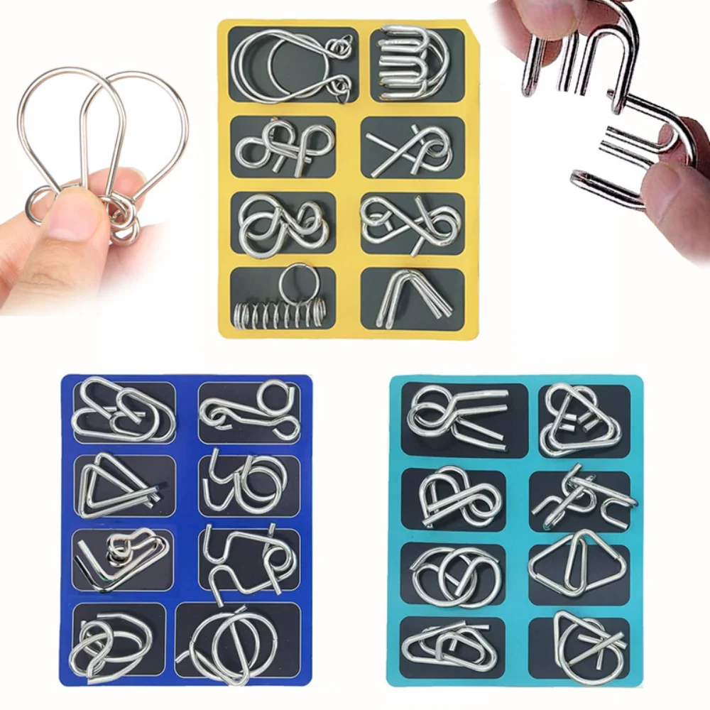 

8Pcs Metal Montessori Logic Game IQ Mind Brain Teaser Puzzles Children Adults Interactive Game Reliever Educational Toys Gifts
