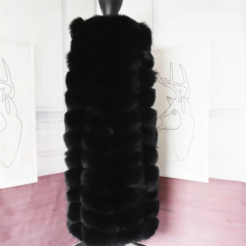 Lengthening Real Fox Fur Vest Natural Fur Coat For Jacket Female Coats Vest Waistcoat Long Fur Coats Real Fur  Fox Vest Jacket