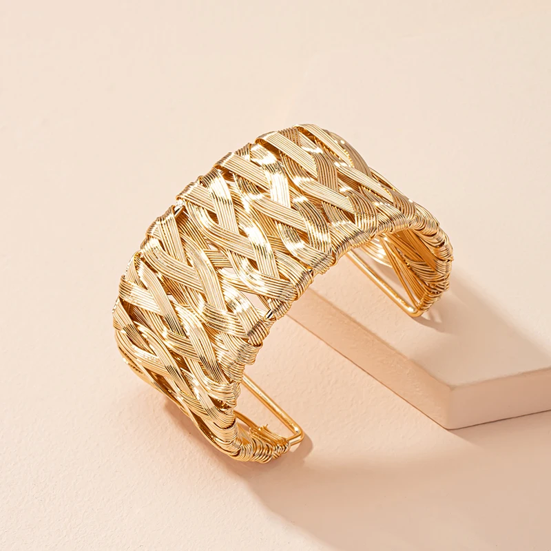 

Новые минималистичные Открытые Браслеты-манжеты с золотым плетением и узлом, модные корейские модные женские украшения для вечеринок, 2022