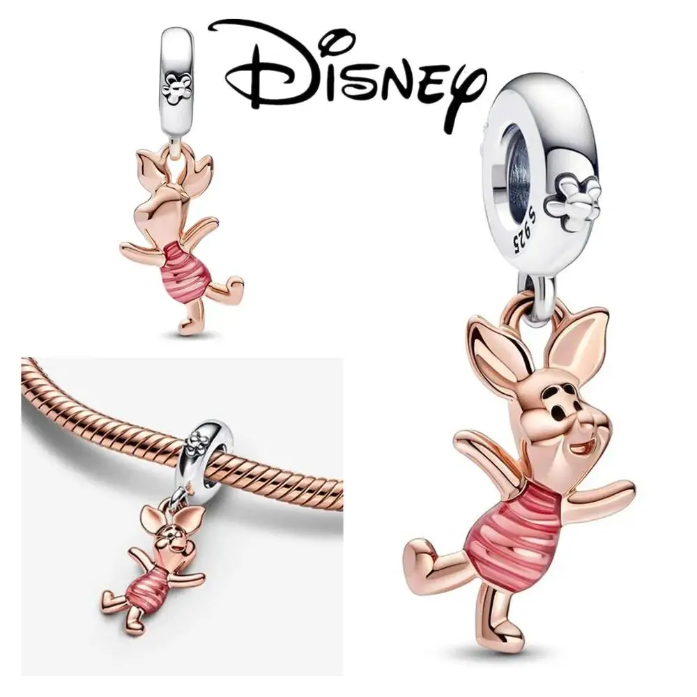 Розовые бусины Disney из стерлингового серебра 925 пробы с тортом на день рождения