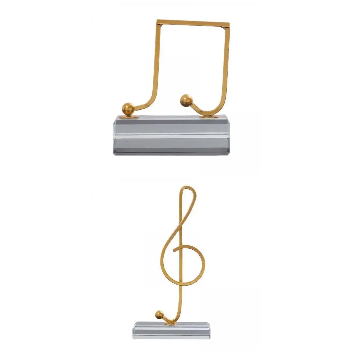 

2 Note Figurines Collectible Iron Crafts for Cabinet Souvenirs Golden