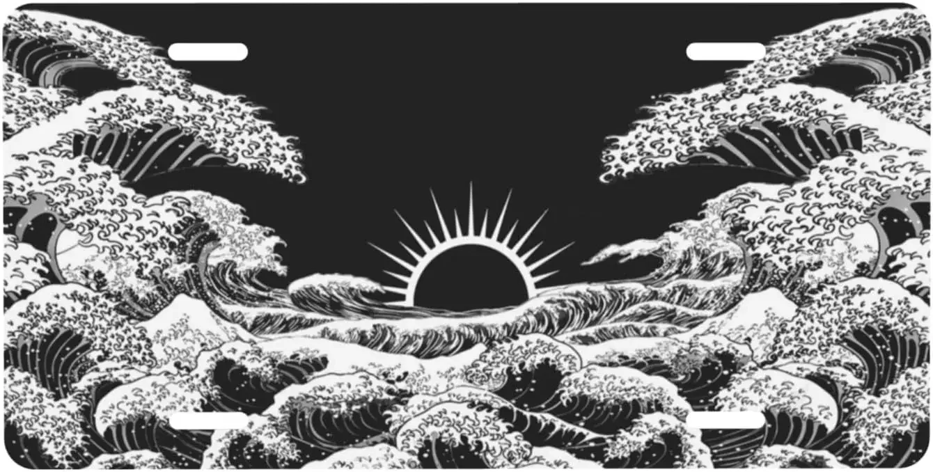 Японская Канагава черно-белый океан великая волна закат алюминиевая передняя