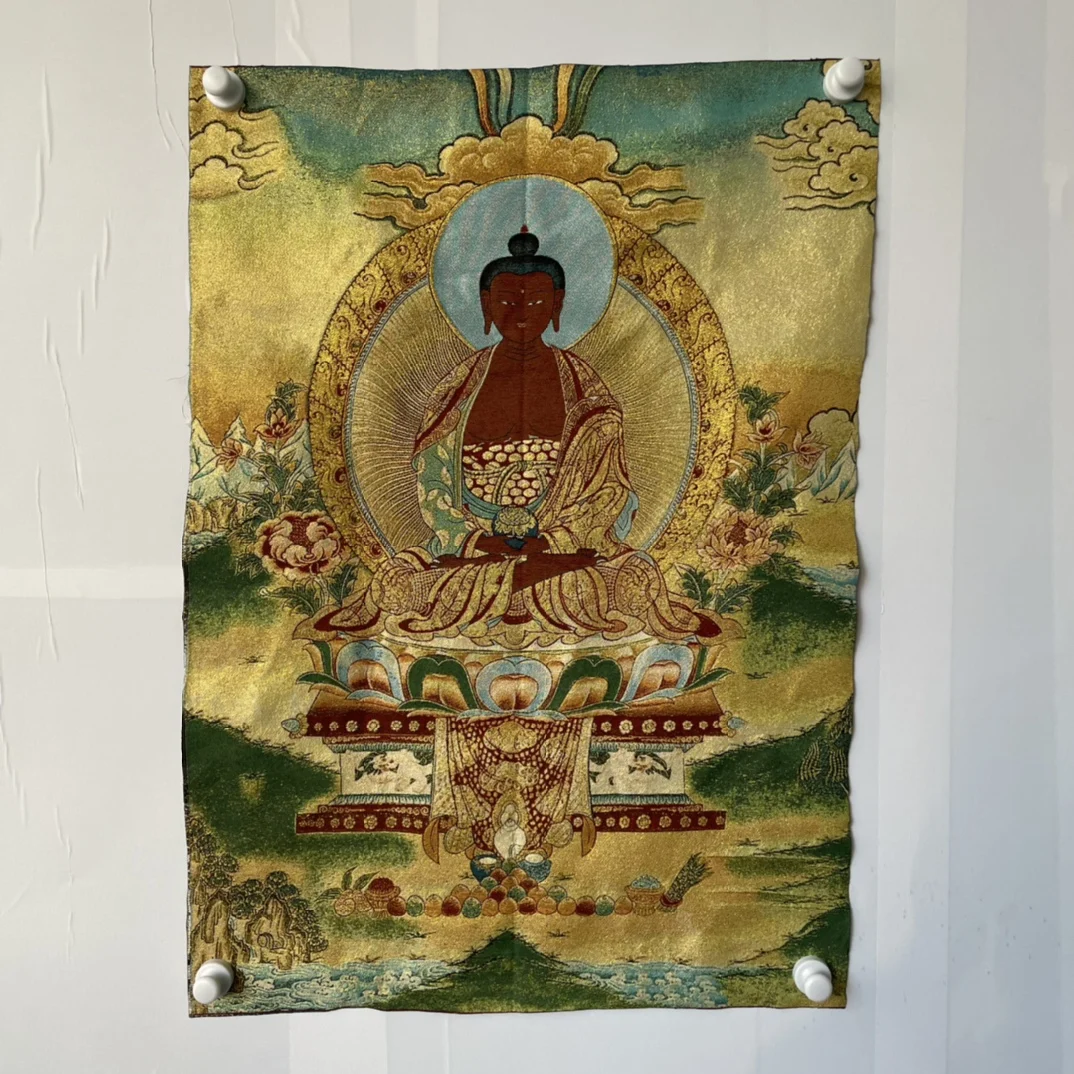Yellow God Of Wealth King Kong Embroidery Painting Tibetan Home Decoration