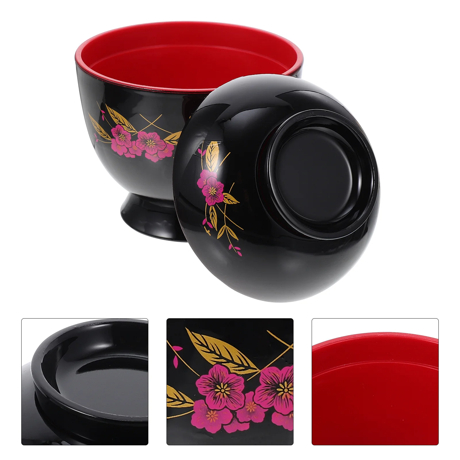 

1Pc Multifunctional Household Ramen Bowl Soup Bowl Rice Bowl Salad Bowl (Black)