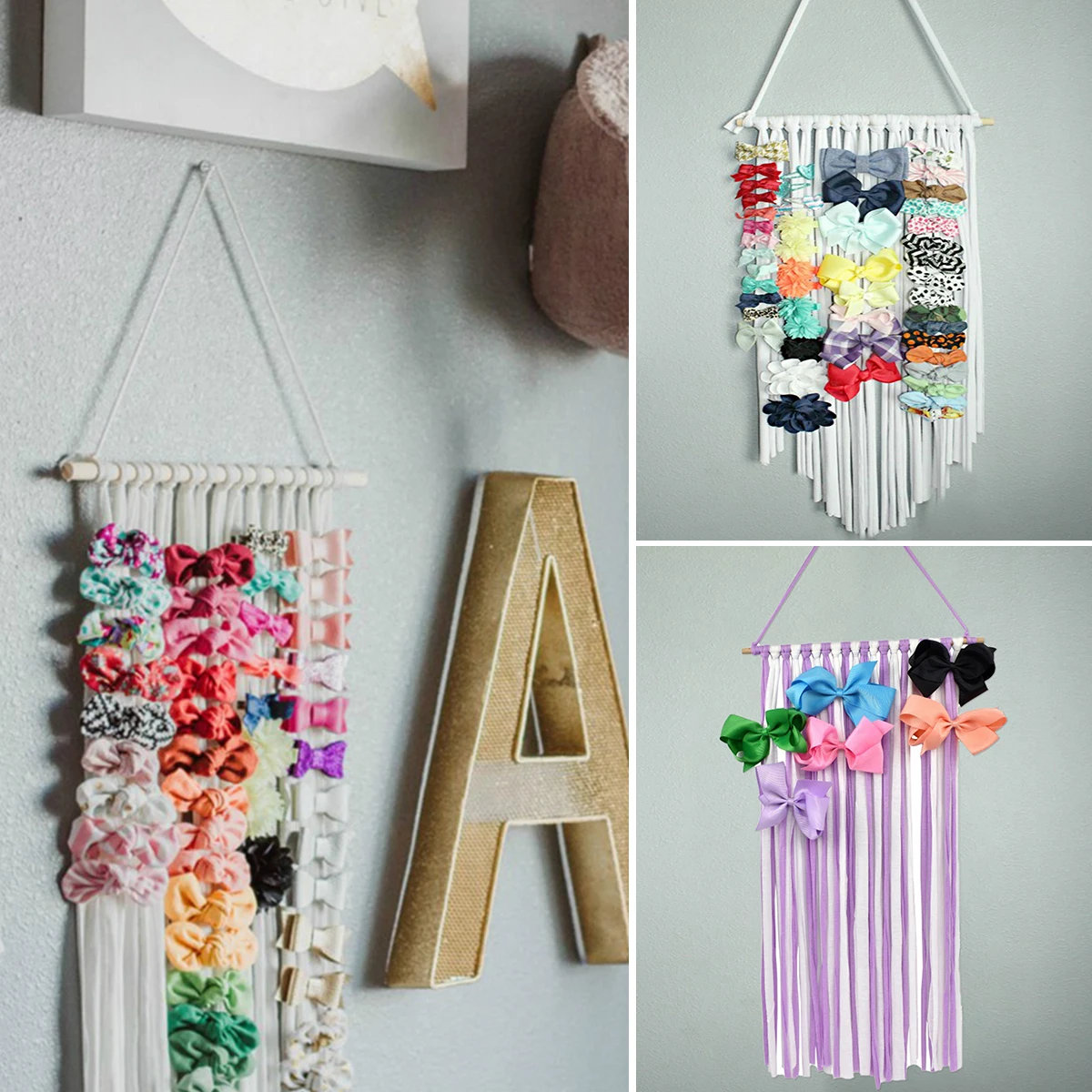 

Вешалка для заколок для волос, креативный держатель для банта, подвесной держатель для заколок для волос, органайзер для хранения, Настенны...