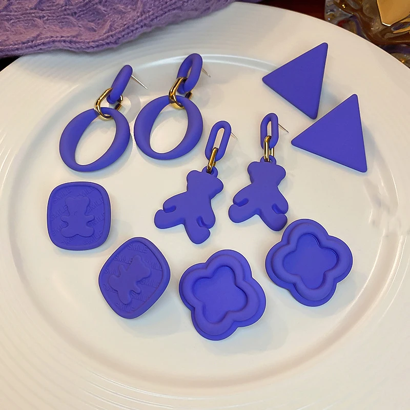 

DREJEW 2022 Новые Модные Простые фиолетовые акриловые геометрические модные новые серьги Элегантные серьги для женщин ювелирные изделия для св...